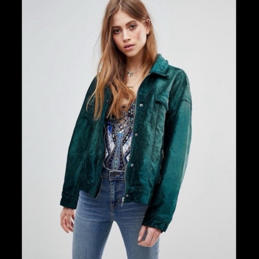 Free People velvet trucker jacket